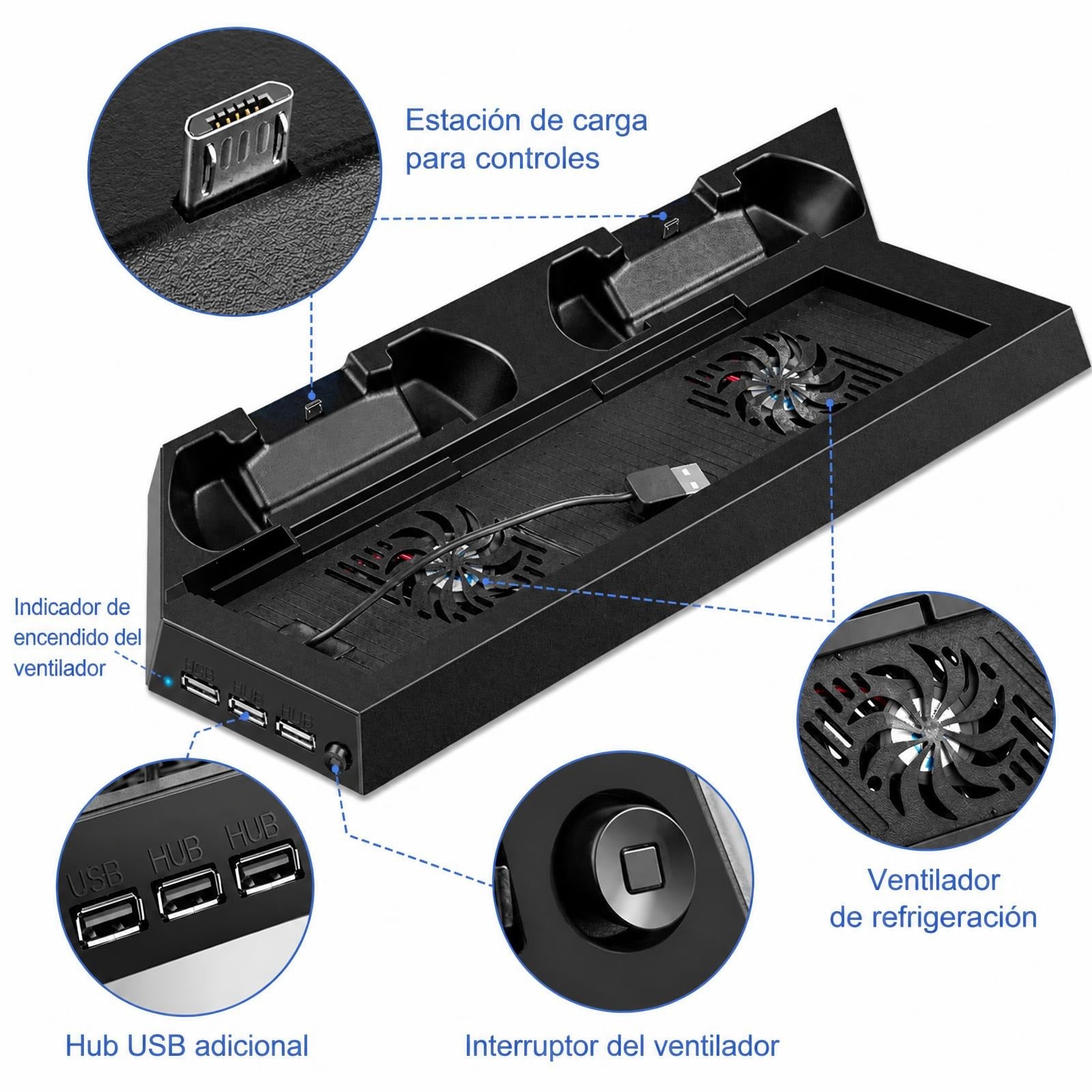 Base para PS4 Multifunción con Enfriamiento y Carga - Imagen 2